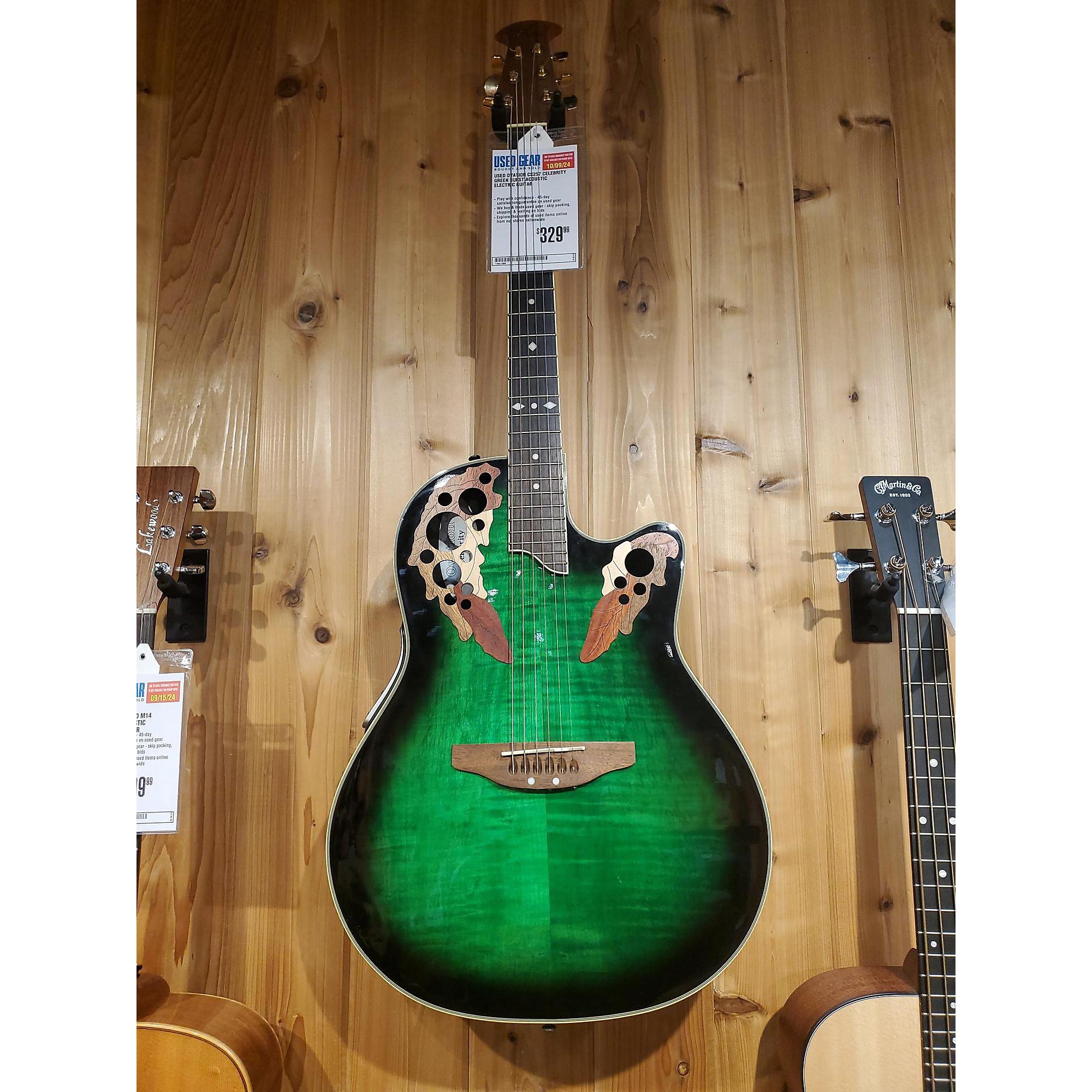 Used Ovation CS257 Celebrity Acoustic Electric Guitar Green Burst