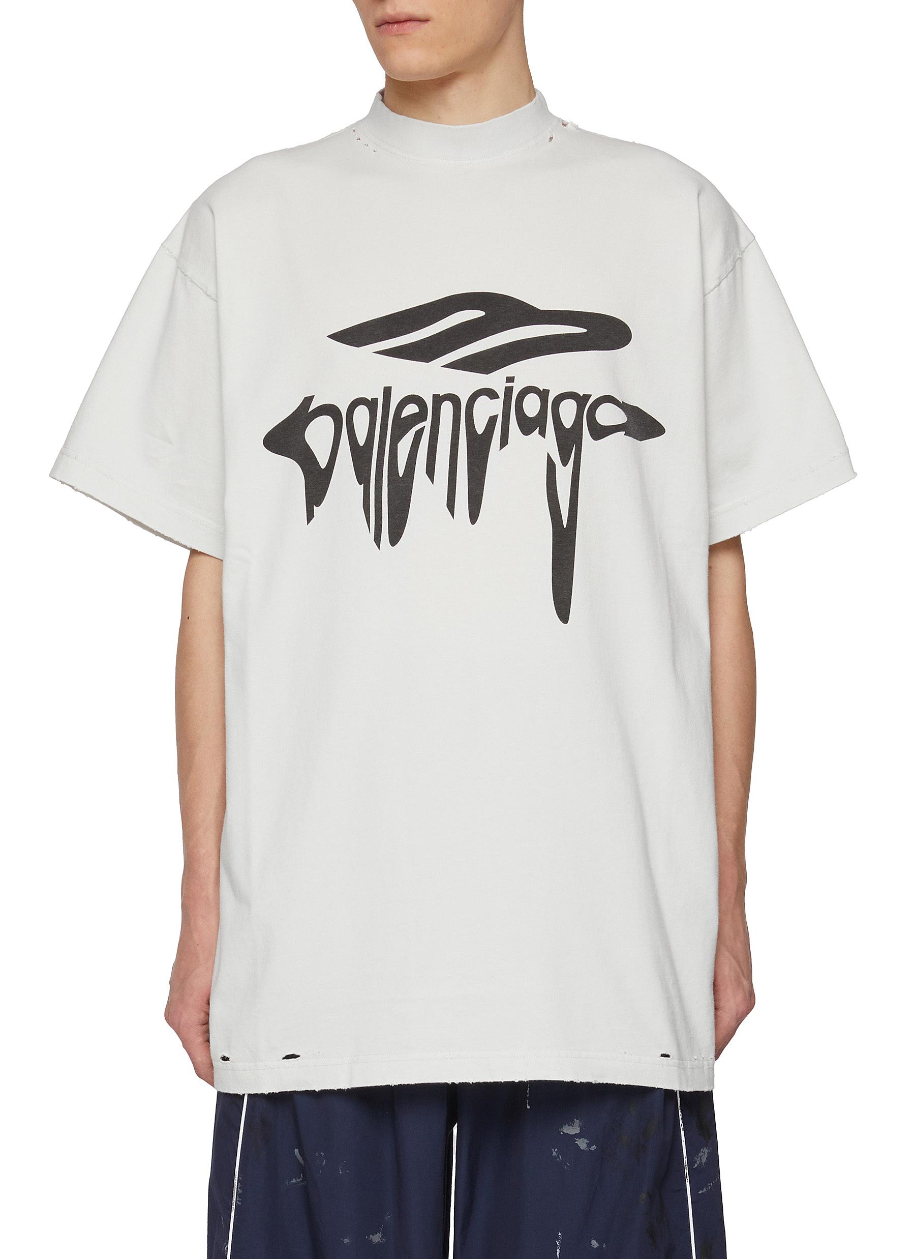 BALENCIAGA | Liquidified Logo Oversized Cotton T-shirt | Men