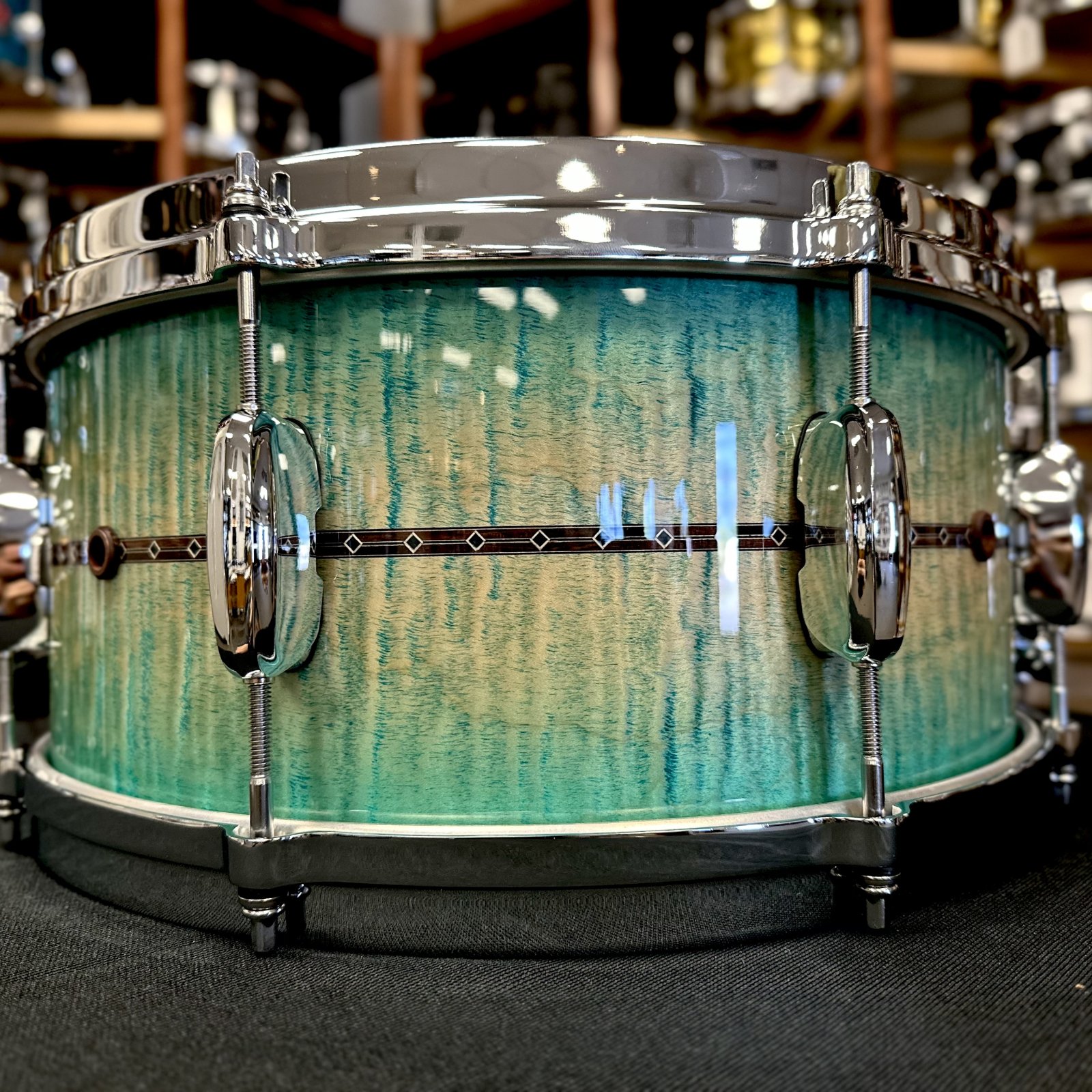 Tama Star Maple 6.5×14 Snare Drum in Emerald Sea Curly Maple Burst