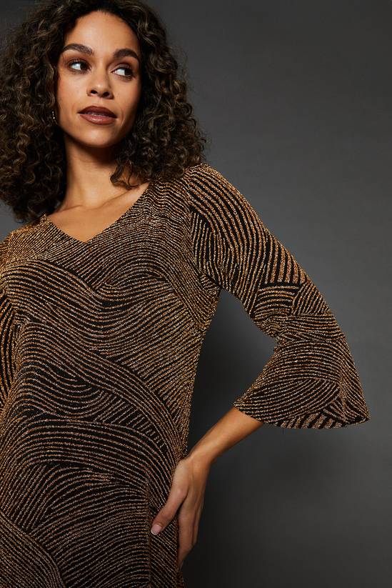 Dresses | Occasion Glitter Jersey Ruffle Shift Dress | Wallis