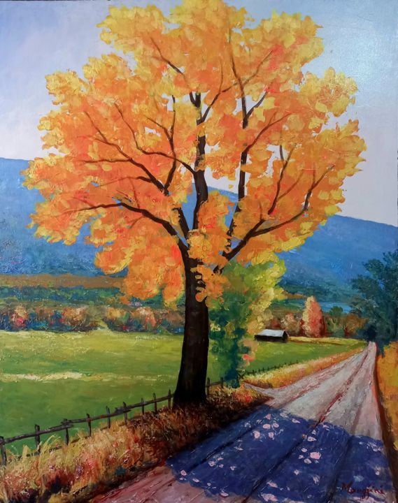 Autumn In The Village, Painting by Aleks Margjini | ArtMajeur