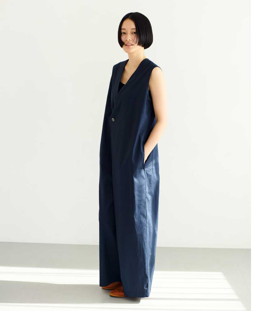 sold)ナチュラルタイプライターラップサロペットパンツ/UNIVERSALTISSU