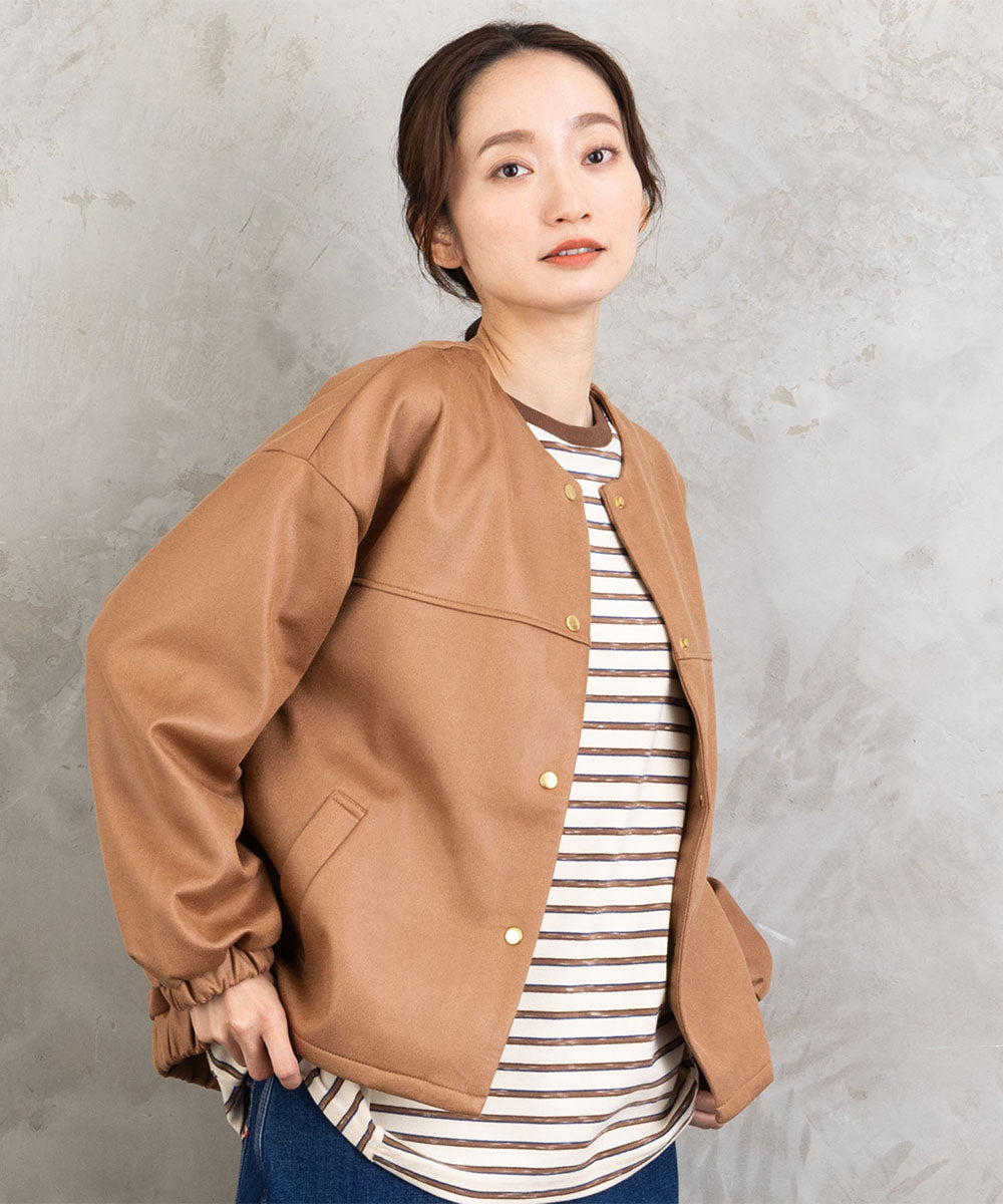 大きいサイズ レディース レザーライク ブルゾン アウター｜sabstreet