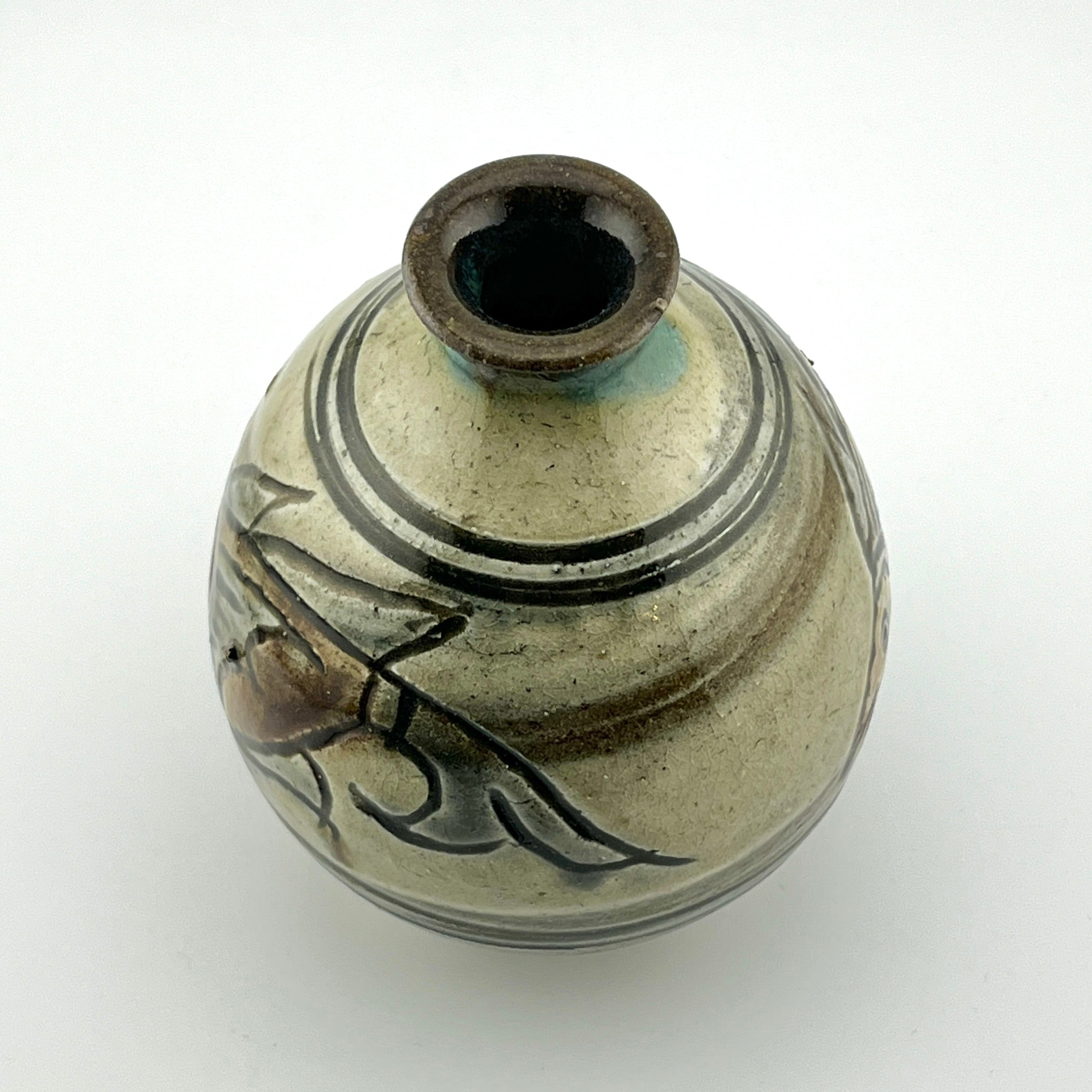 壺屋焼 人間国宝 金城次郎作 魚文丸徳利 （笑う魚） – 生活民芸 なかむた