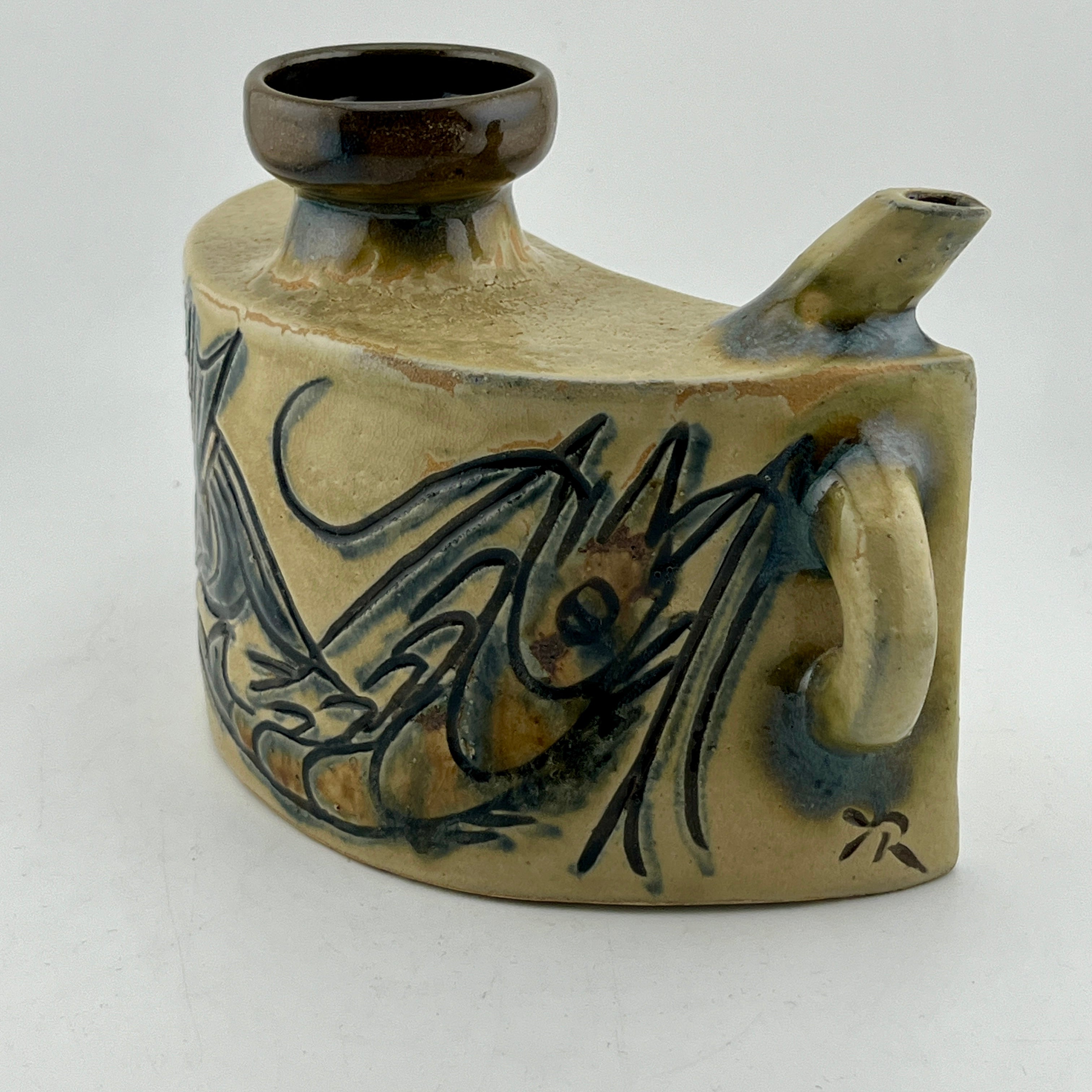 琉球古典焼 壺 花瓶 エジプト紋 魚紋 【公式通販】