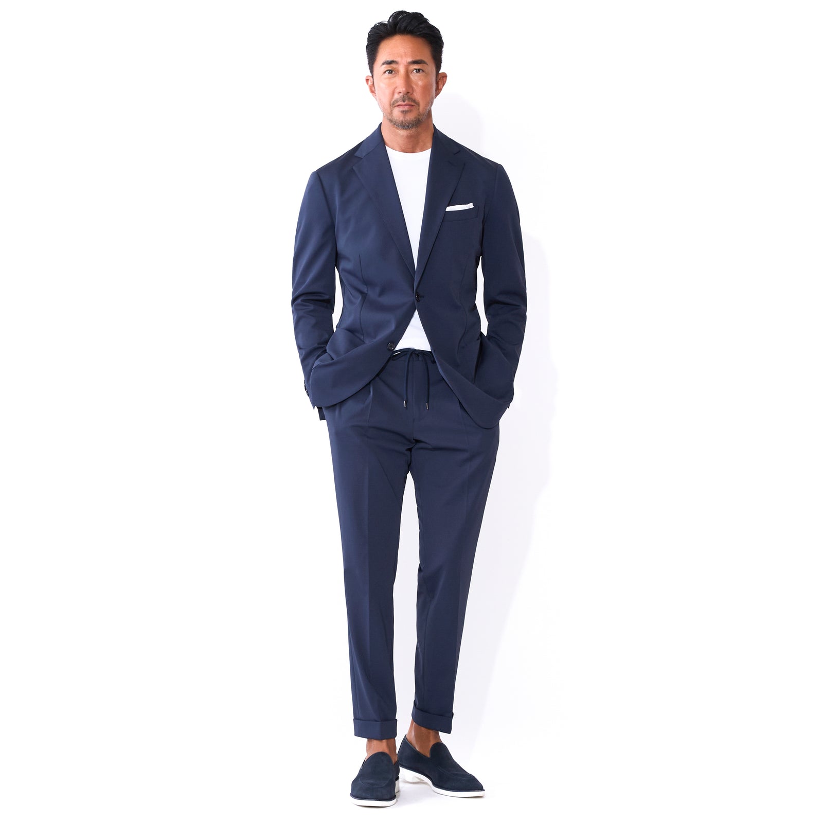 干場完全別注 マットツイスト テーラードジャケット ネイビー