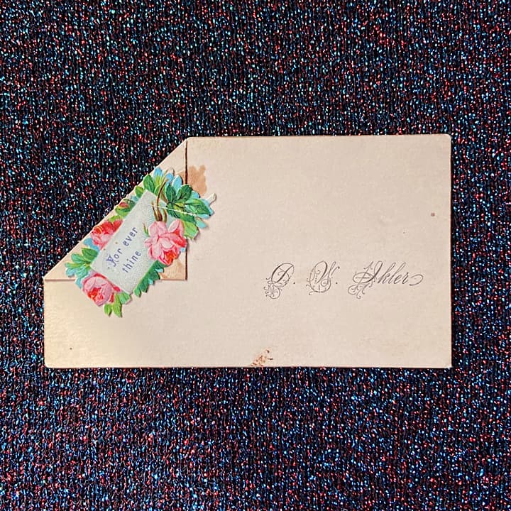 08G竪琴とパンジー、角に小さなクロモスのヴィクトリアン・コーリング