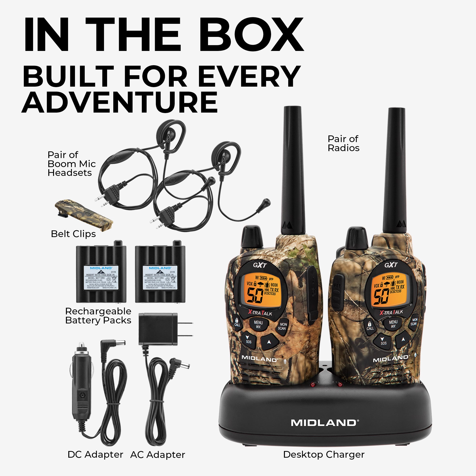 GXT1050VP4 Two-Way GMRS Walkie Talkie Camo | Midland Radio – MIDLAND