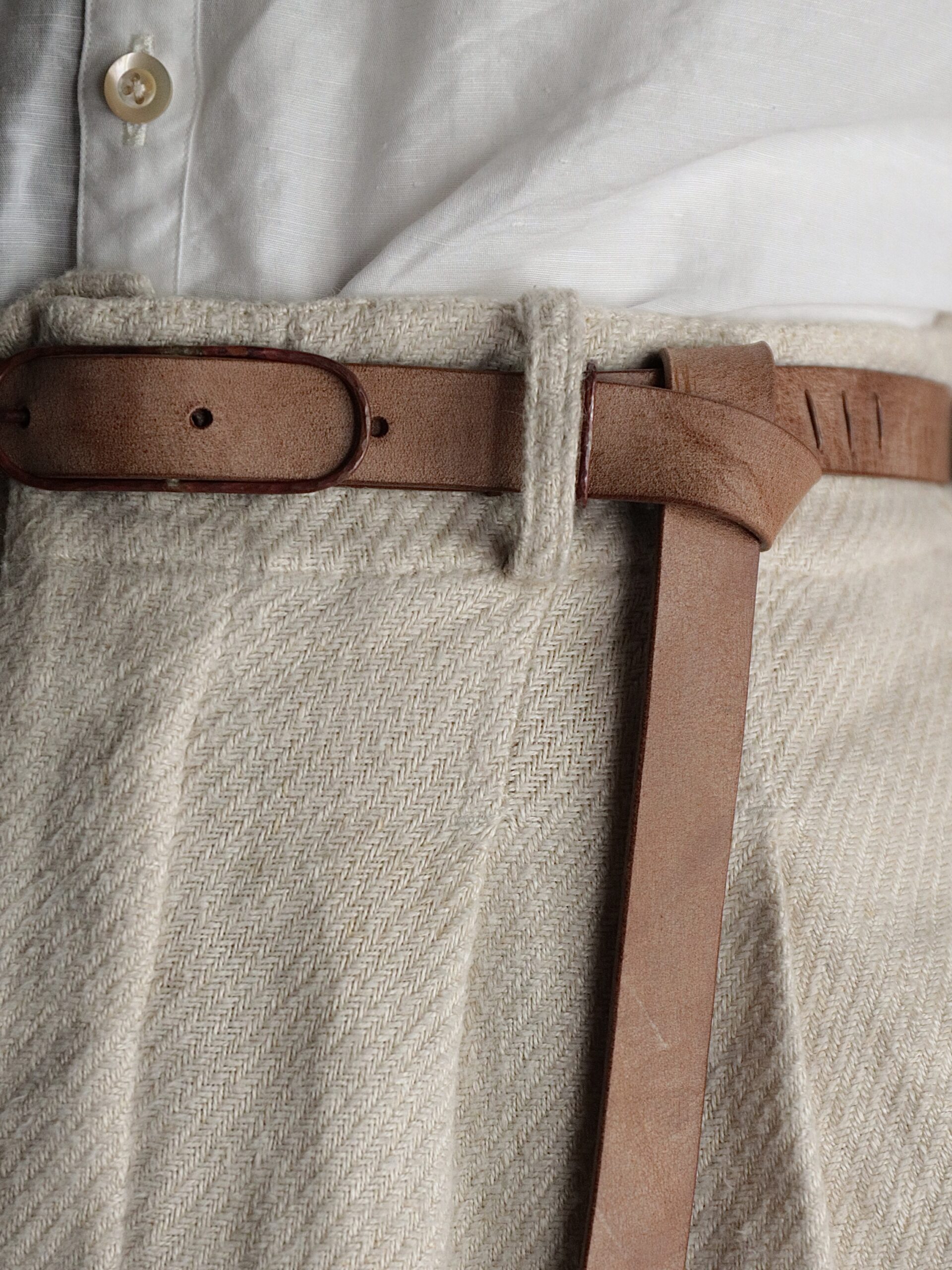 受注制作” Copper Narrow Long Belt −ALASKA Wax Leather / mienisi