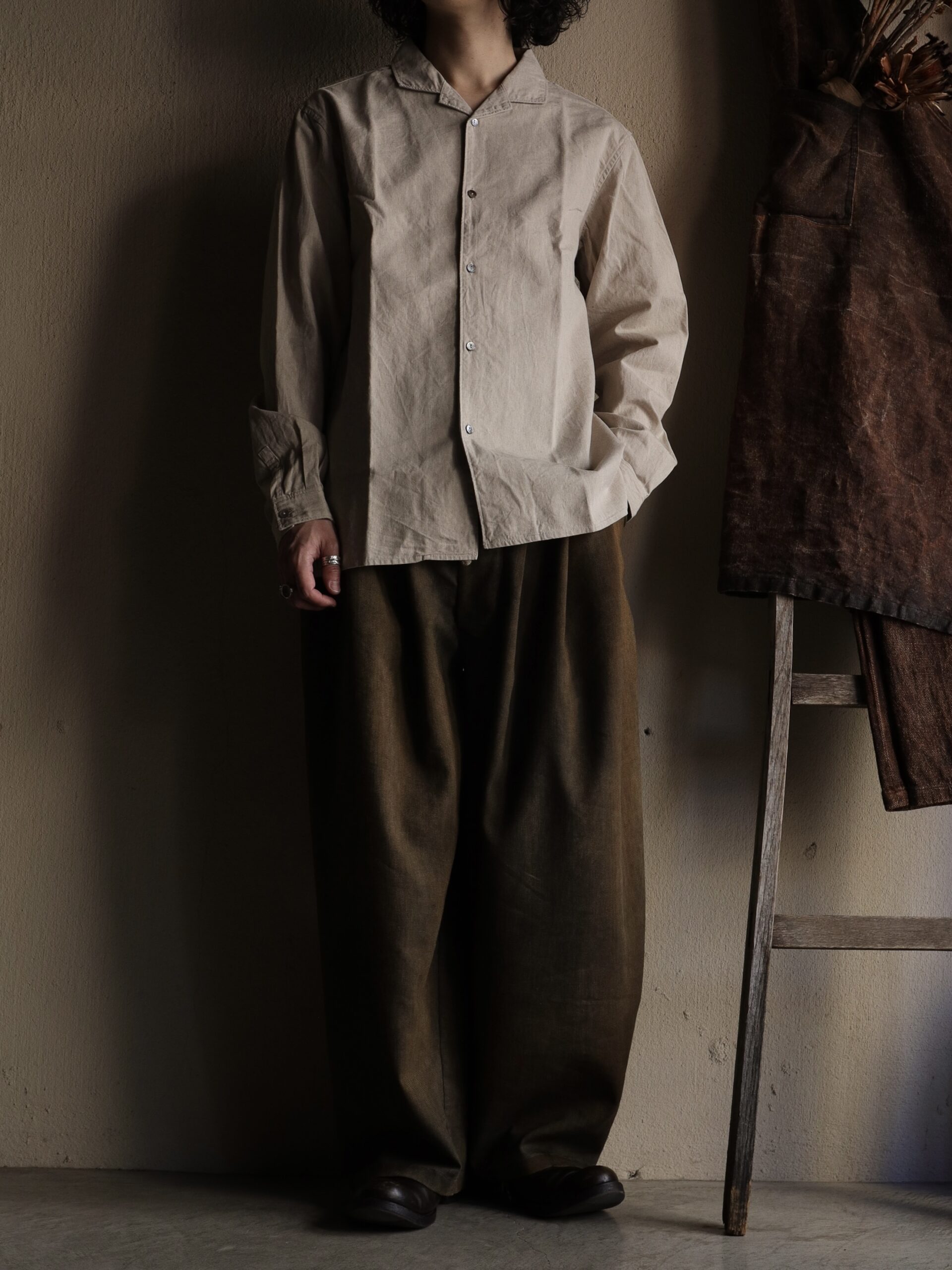 大麻綿ウェザー開襟シャツ （生成） − SH-119 − | mienisi
