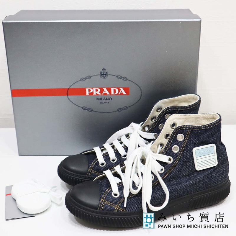 プラダ PRADA スポーツ デニム ハイカット スニーカー 靴 4T 3218