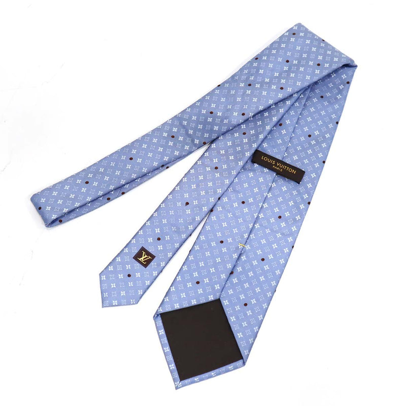 LOUIS VUITTON ルイヴィトン ネクタイ モノグラム ドット 水色 シルク