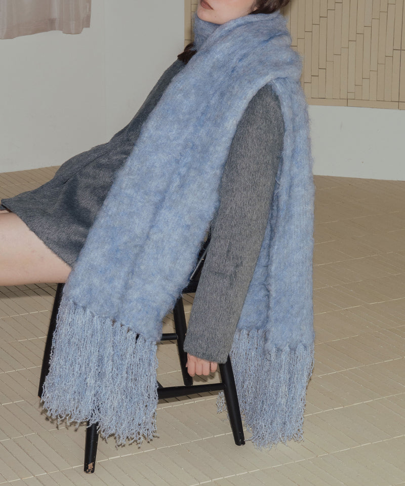 モヘアタッチシャギーボリュームフリンジカラーマフラー – Mili