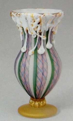 美品!! 「藤田喬平」 文化勲章受賞作家 手吹 花瓶 藤田喬平「手吹花瓶