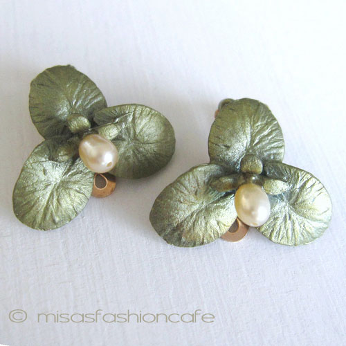 マイケルミショー 真珠 睡蓮の花イヤリング [4436_BZPP] - ￥8,600