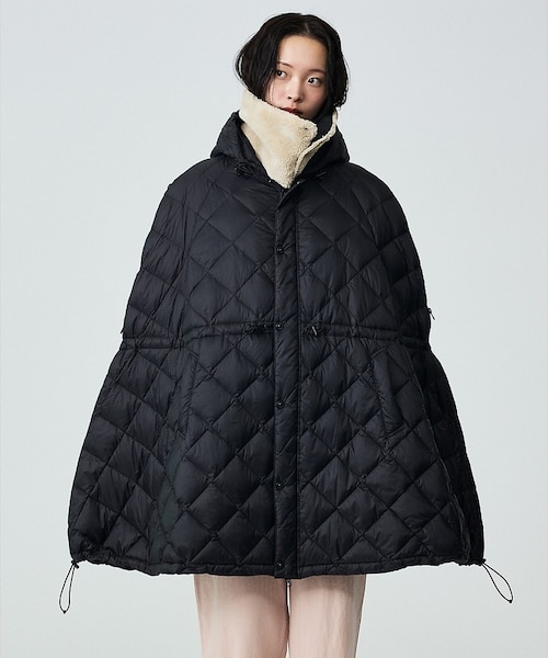 TAION / タイオン】ポンチョ型ダウン/ケープ/ダウン/フード付き/収納ポ