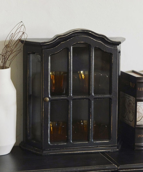 アンティークコレクションキャビネット／ブラックアンティーク｜サリュ
