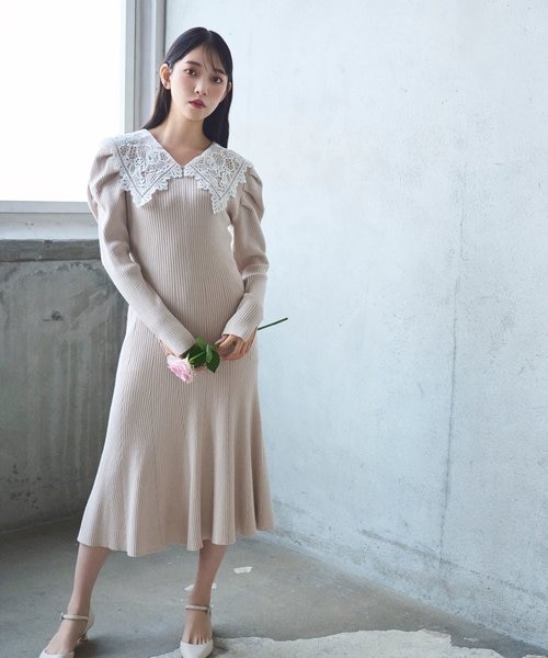 レースカラーニットワンピース｜ジルバイジルスチュアートの通販