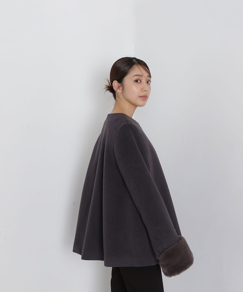 フェイクファースリーブハーフコート 24AW｜ナチュラルビューティー