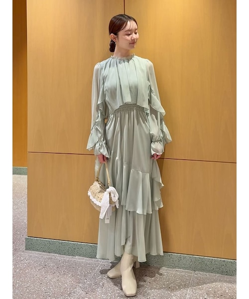 ブラウスレイヤードフリルワンピース｜スナイデルの通販｜&mall