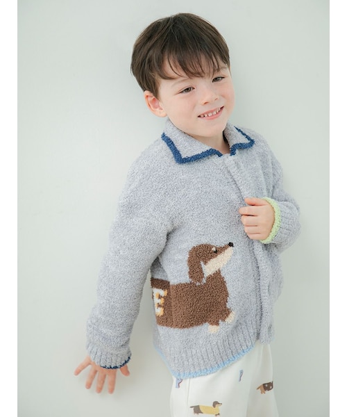 KIDS】ベビモコダックスフンドジャガードカーディガン｜ジェラートピケ