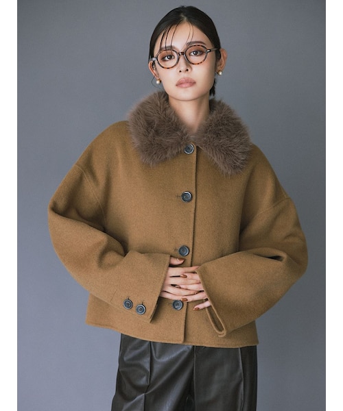 2wayファーカラーリバーショートコート｜ミラオーウェンの通販｜&mall