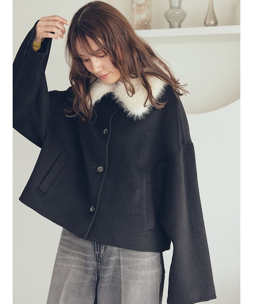 2wayファーカラーリバーショートコート｜ミラオーウェンの通販｜&mall