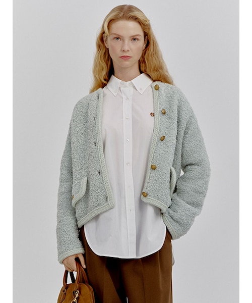 金釦テディラメニットジャケット｜ミラオーウェンの通販｜&mall