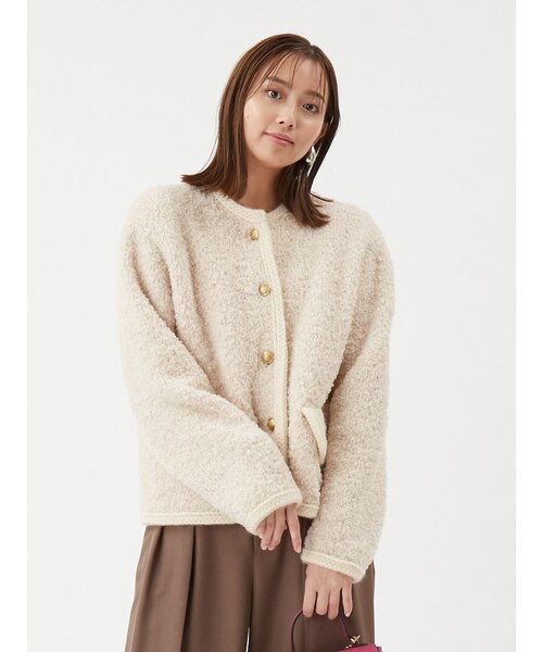 金釦テディラメニットジャケット｜ミラオーウェンの通販｜&mall