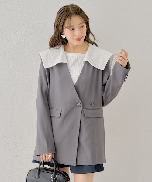 MaCO 】セーラーカラー テーラードジャケット つけ襟 オーバーサイズ