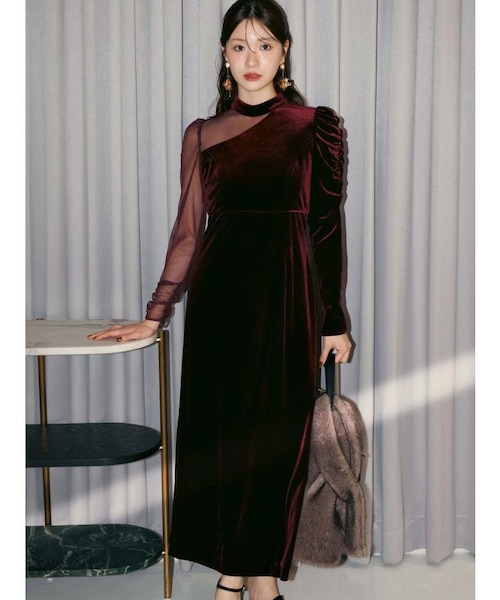 ベロアカットアウトワンピース｜マーキュリーデュオの通販｜&mall