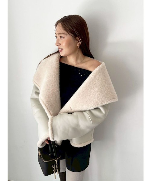 フェイクムートンスタンドカラーコート｜ラグナムーンの通販｜&mall