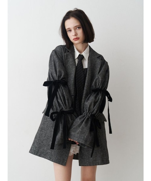 スリーブリボンジャケットコート｜ジュエティの通販｜&mall（アンド