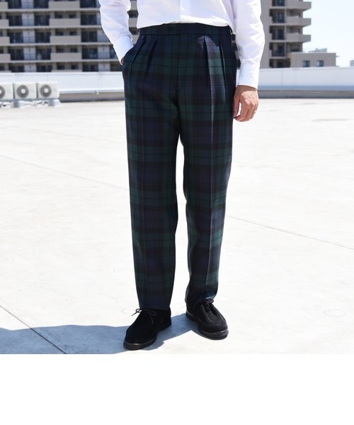 BERNARD ZINS:BAC J ツープリーツ ブラックウォッチ パンツ｜シップス