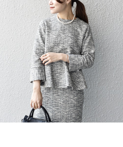 手洗い可能〉ツイードペプラムプルオーバー（セットアップ対応