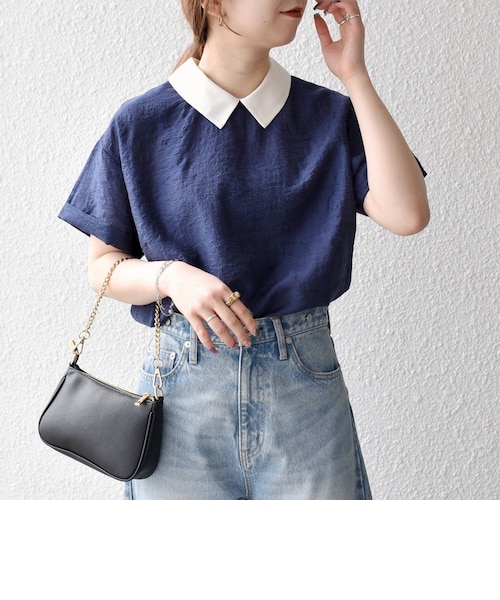 SHIPS any:〈洗濯機可能〉フラワー ジャカード バイカラー プル