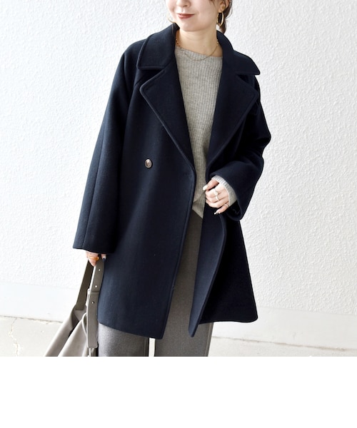 WEB限定】SHIPS any: PURE WOOL スタンド & テーラード ハーフ コート