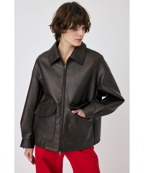 FAUX LEATHER OVER ジャケット｜マウジーの通販｜&mall（アンドモール