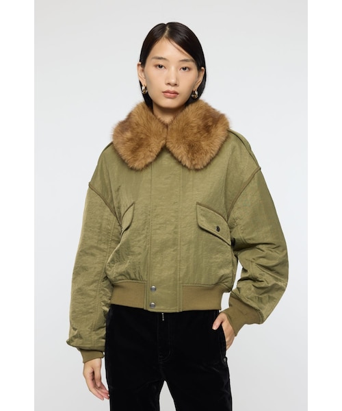 F／FUR COLLAR CROP ブルゾン｜マウジーの通販｜&mall（アンドモール