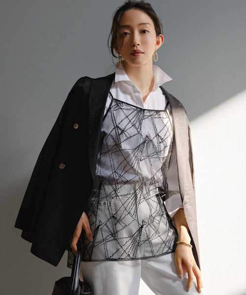 刺繍レース キャミソール｜ニジュウサンクの通販｜&mall（アンドモール