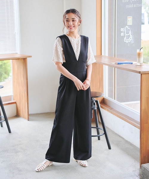 ハイウエストVネックオールインワン/サロペット｜ティティベイトの通販