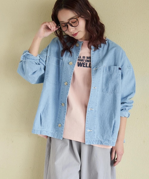 8.5オンス デニム ノーカラー バルーン ジャケット｜キューブシュガー