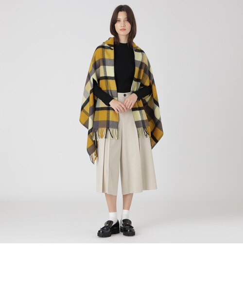 クレストブリッジチェックフード付きストール｜ブルーレーベルブラック