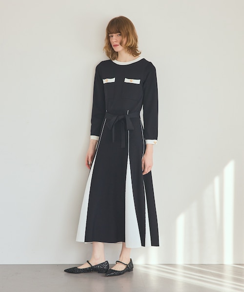 極美品】エムズグレイシー ニットロングワンピース モールジャガード