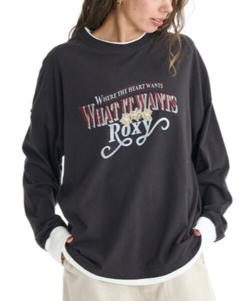 ROXY/長袖 Tシャツ ロンT ロゴ 古着風 ヴィンテージ加工 ROOM SERVISE