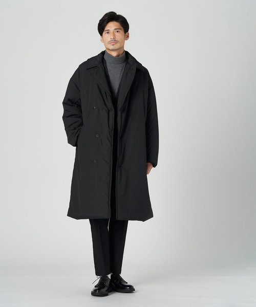 ソルトアンドペッパー オールオーバー中綿ステンカラーコート｜ライト