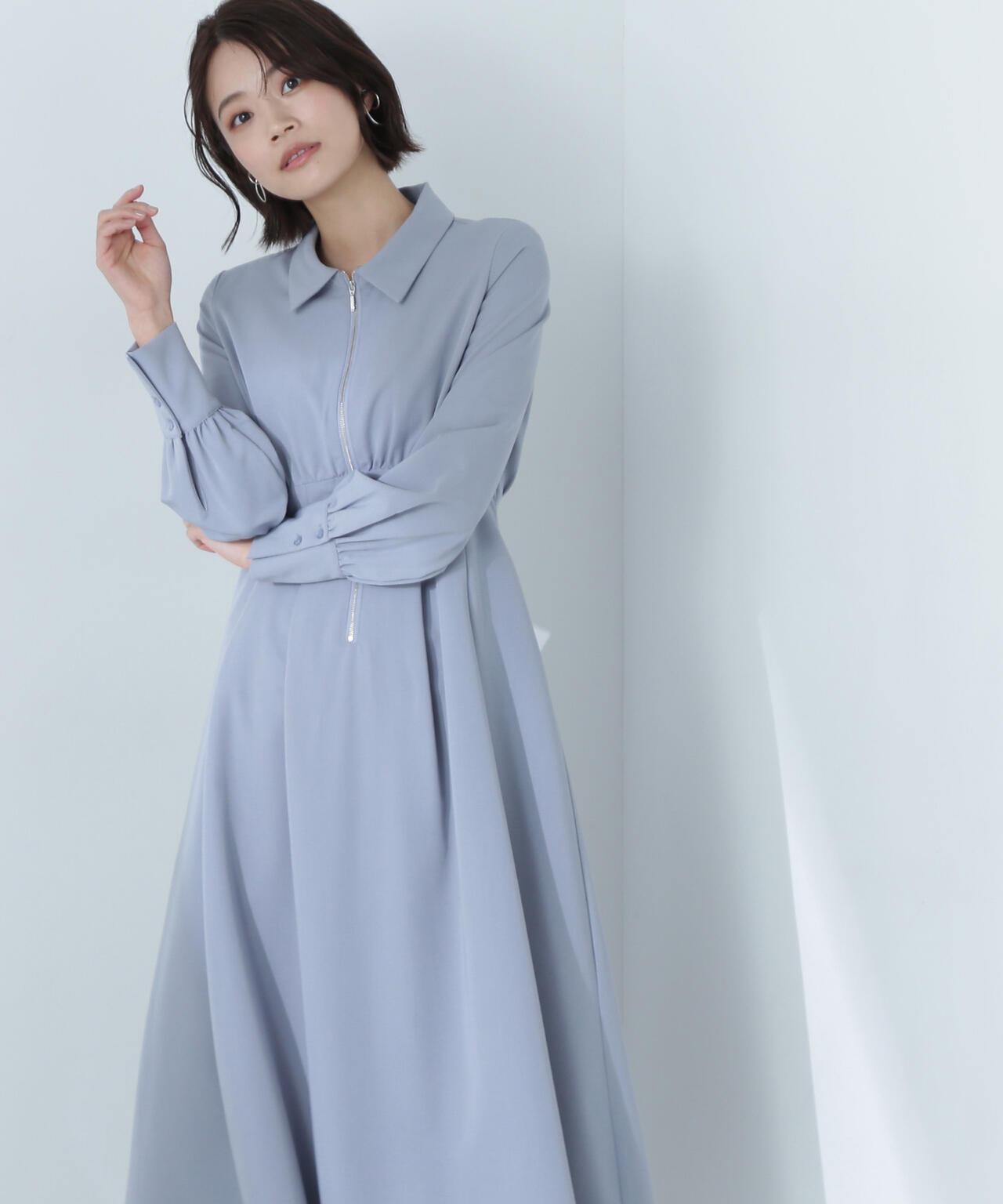 襟付フロントジップワンピース | NATURAL BEAUTY BASIC（ナチュラル