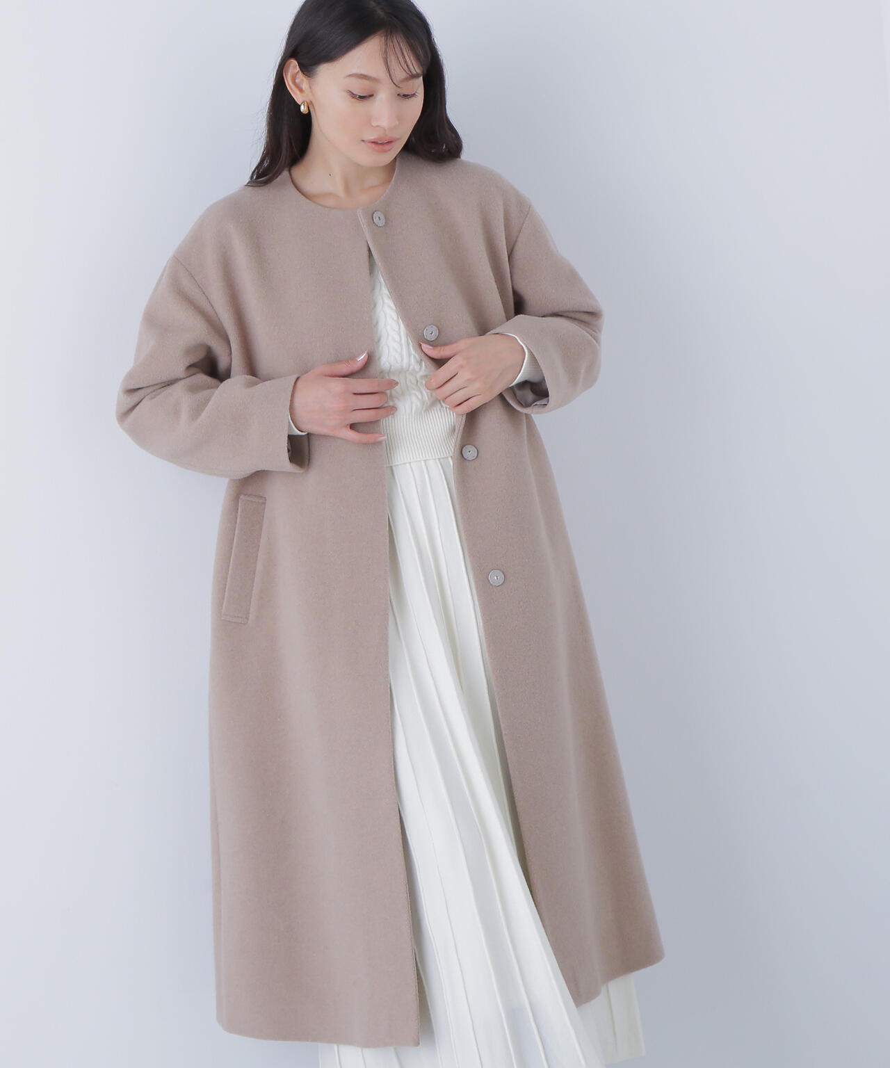 フォルムノーカラーロングコート | NATURAL BEAUTY BASIC（ナチュラル