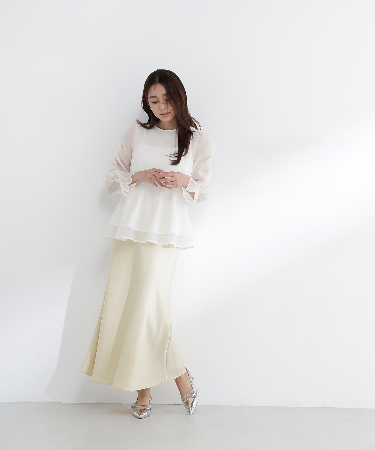 バイアスサテンナロースカート | NATURAL BEAUTY BASIC（ナチュラル