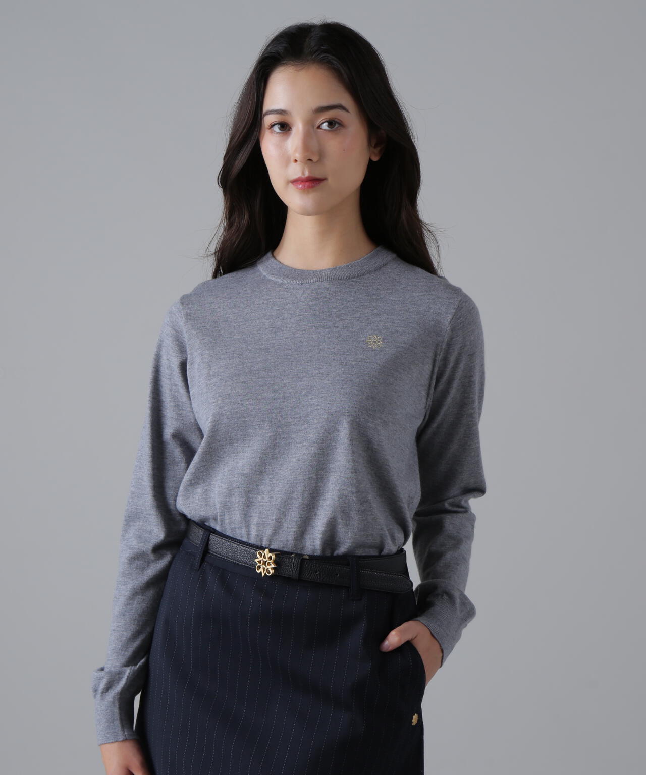 16G天竺襟付きクルーネックニットプルオーバー (WOMENS) | St ANDREWS